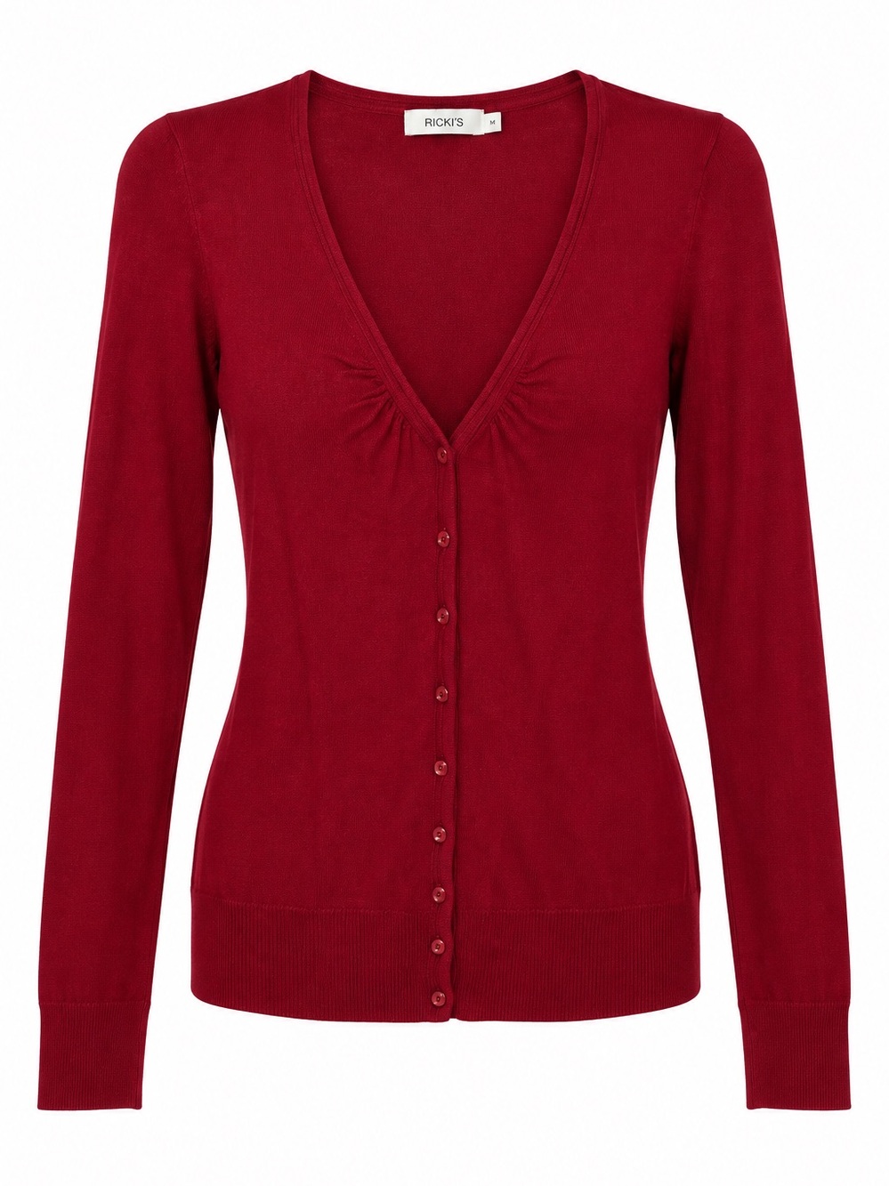 Women’s Red Fitted Lightweight Cardigan Sweater Size Small